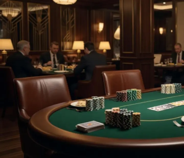 Wieczór pokerowy na żywo przy eleganckim stole pokerowym w restauracji ADSIGHT LTD