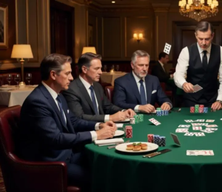 Turniej Texas Hold’em na żywo z krupierem i stosami żetonów podczas wieczoru w ADSIGHT LTD.